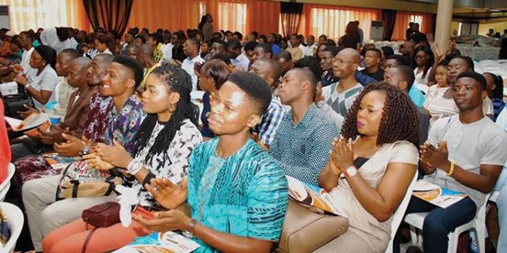 Nigerian youth gathered at an NYIP event