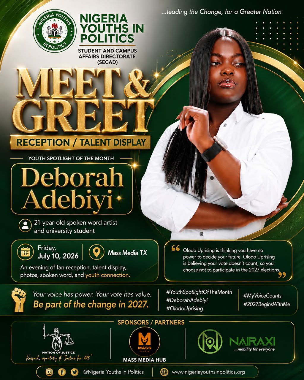 Youth Spotlight Meet & Greet with Deborah Adebiyi